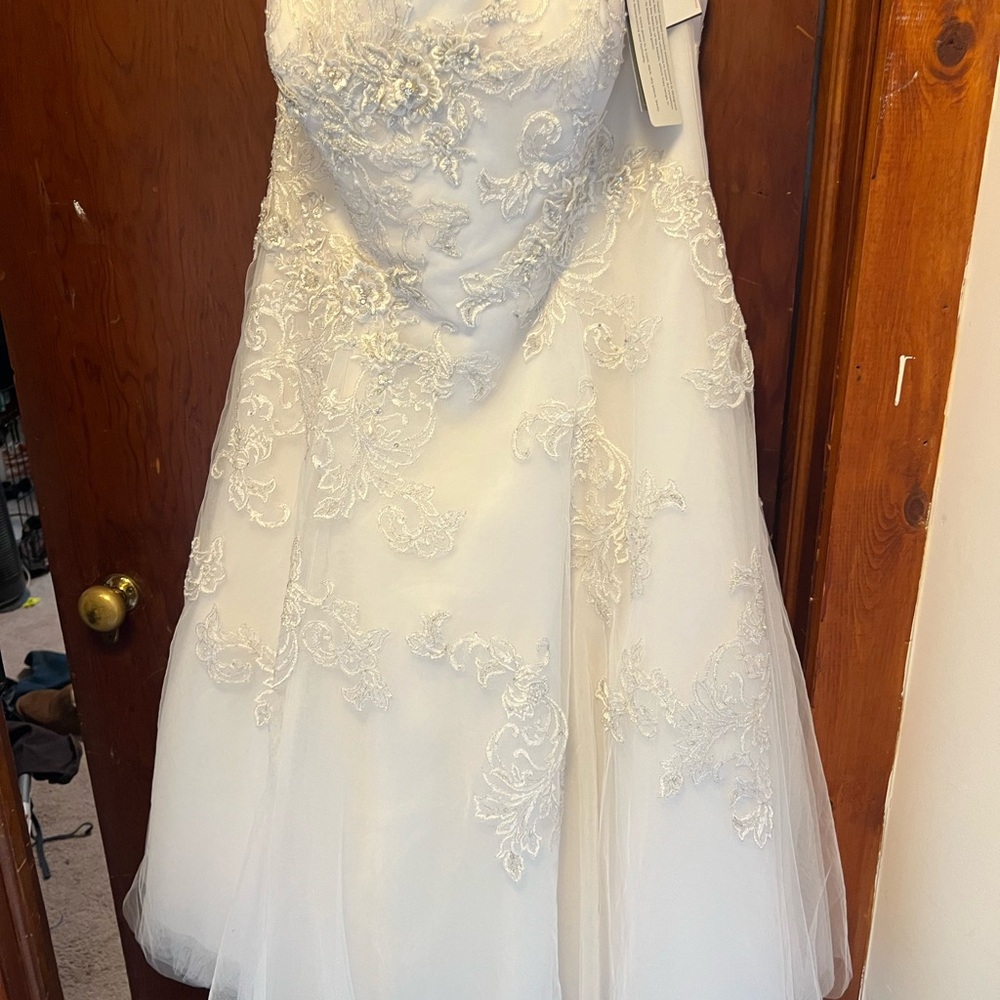 Oleg Cassini White Dress with Lace Accents